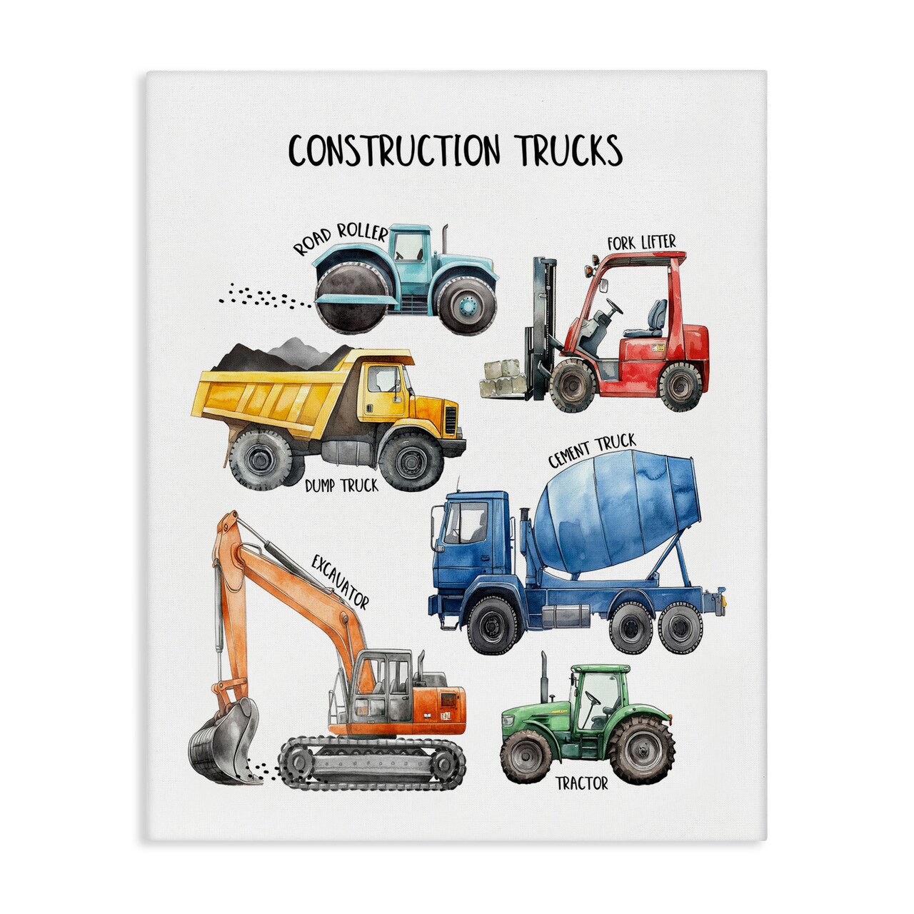 Stupell Industries Construction Trucks Machinery Canvas, design by Christine Simpson Art